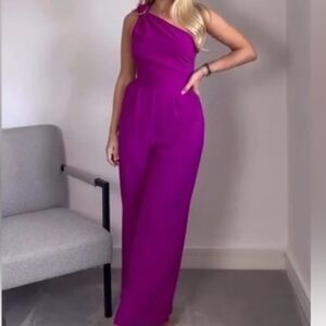 Zara long asymmetric jumpsuit magenta sz XL BNWT